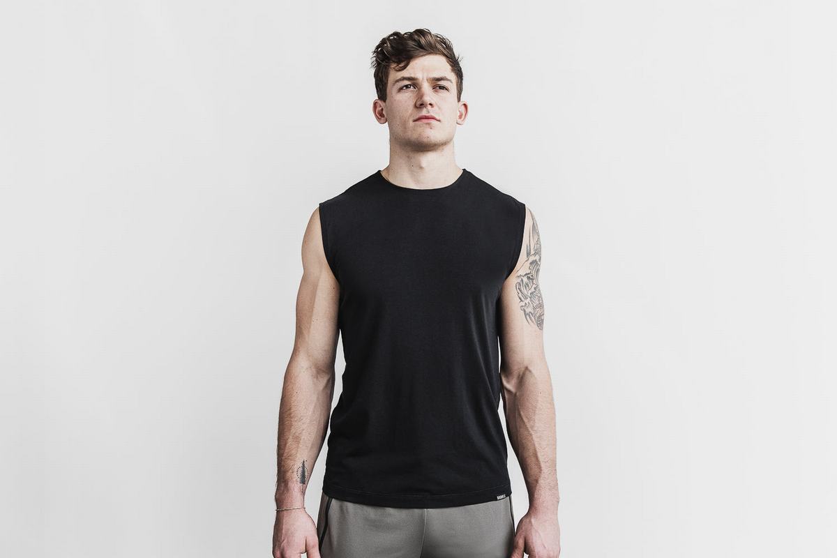 Nobull Lightweight Sleeveless Men\'s T Shirts Black | Australia (HN1489)